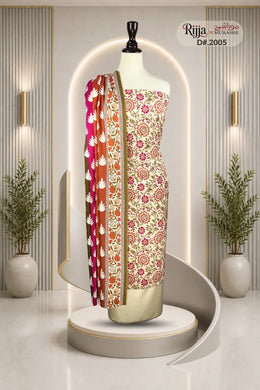 Rijja D-2005 Premium Viscose Slub Unstitched Suit