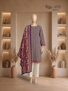 3 Piece - Unstitched Linen – D#2022