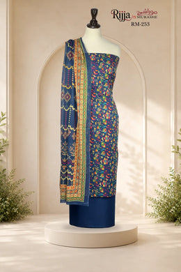 Rijja RM-253 Premium Unstitched Lawn Suit