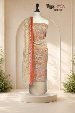 Rijja RM-257 Premium Unstitched Lawn Suit