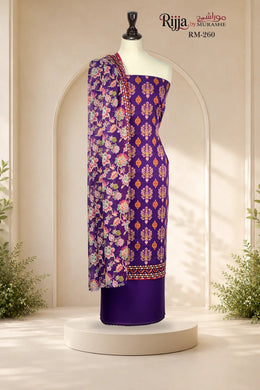 Rijja RM-260 Premium Unstitched Lawn Suit