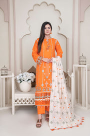 Vital V2 Luxury Embroidered Lawn MFD-23-V2-01 - Orange - MURASHE